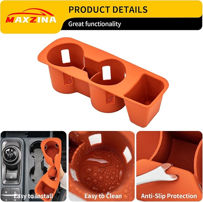 Maxzina Cup Holder Compatible with 2022-2025 2026 Ford Maverick Cup Holder Silicone Insert Center Console Drink Holder Silicone Orange Bottle Holder Interior Decoration for 2024 Maverick Accessories