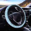Universal Non-Slip Steering Wheel Cover, 15-inch Polyester Material Driving Accessories, Adjustable for Car and Truck(Light Blue Leopard)