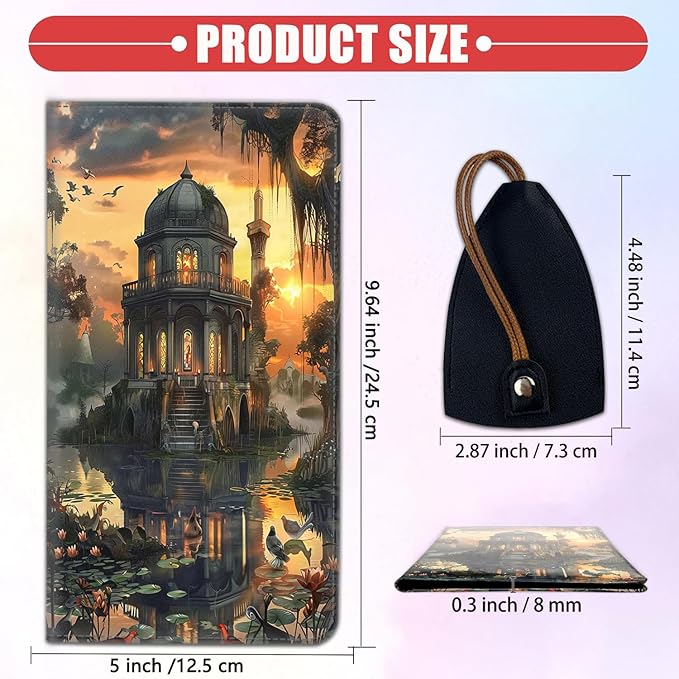 Car Registration and Insurance Card Holder for Women Men, Waterproof PU Leather Glove Box Car Organizer with Magnetic Shut, Vehicle Document Holder for Driver License,Cards, Old Castle Pattern