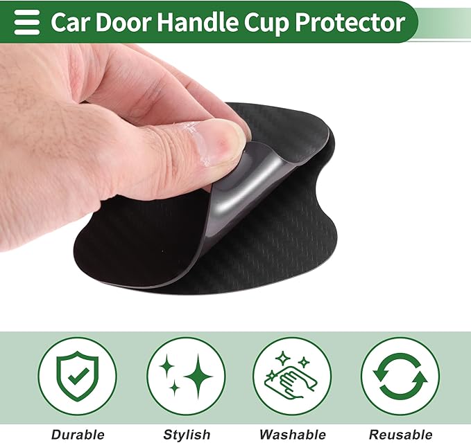 Motoforti Car Door Handle Cup Protector Door Handle Scratches Protective Films 2.67"x3.34" Anti-Scratches PVC Carbon Fiber Black 4 Pcs