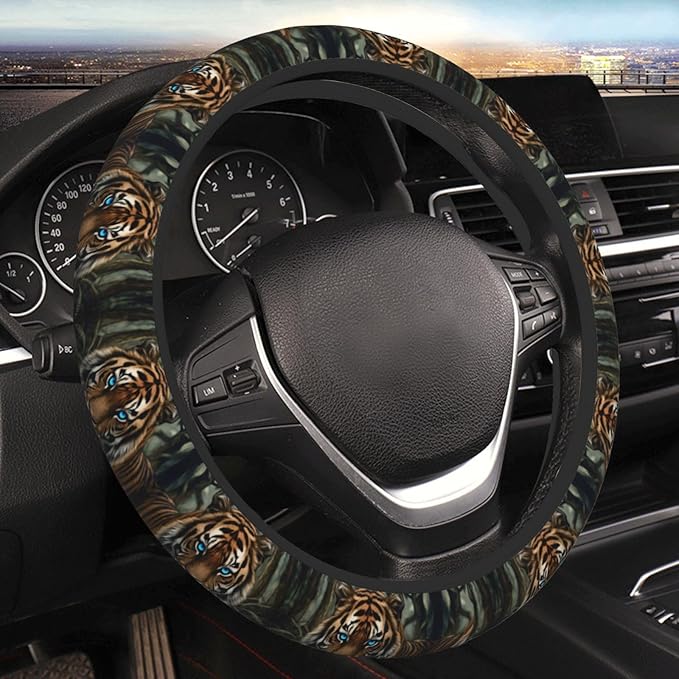 Neoprene Steering Wheel Cover Majesty Tiger Car Steering Wheel Cover Universal Fit for Most Cars