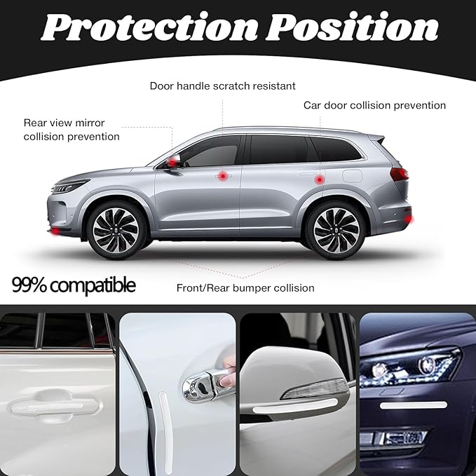 8Pcs Transparent Car Door Handle Scratch Protector Door Handle Protector Waterproof and Scratch Resistant Paint Protection Pad Suitable for Most Car (Door Handle Protector)