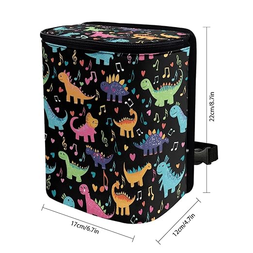 Cute Dinosaur Print Car Trash Can with Lid Hanging Car Trash Bag Leak-Proof Portable Cars Garbage Bin Sedan Accessories Interior Cars Organizer