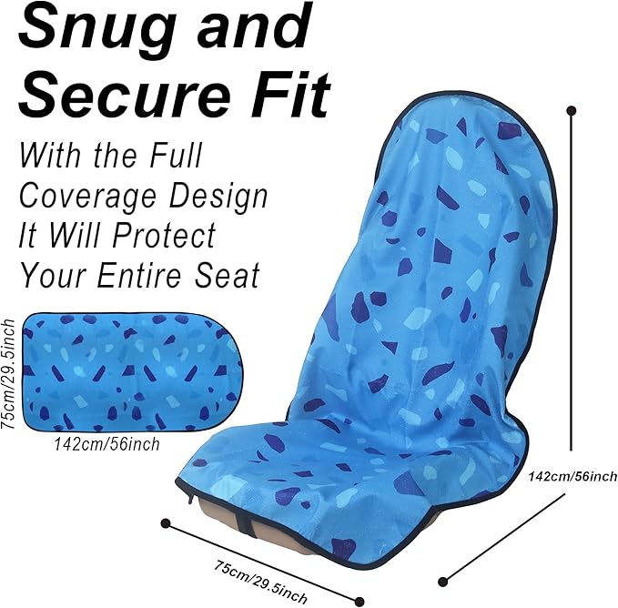 LoyaGour Car Seat Cover Protector Front Seats,for Gym Workout,Running,Swimming,Beach and Hiking,Waterproof Sweat Towel Bucket Seat Covers for Cars SUV Trucks (Blue Marbling, 1Pcs)
