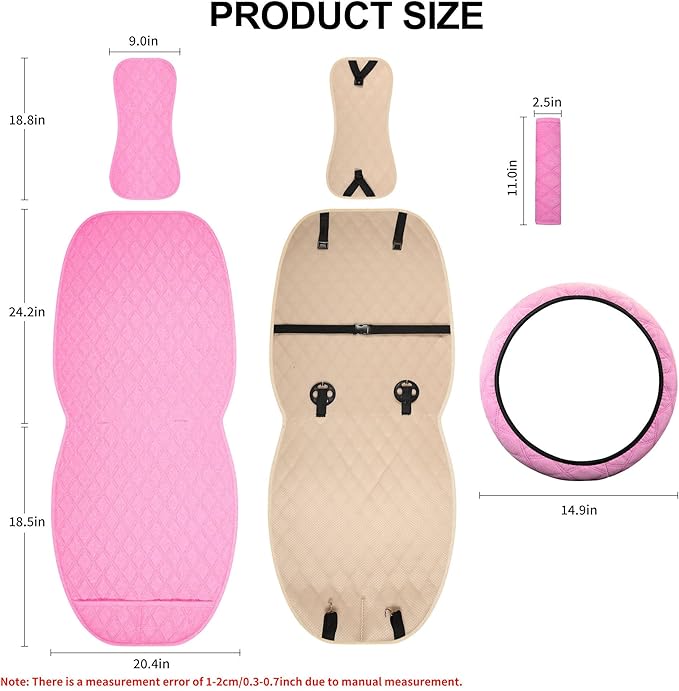 ENOGE Linen Car Seat Covers Front Seat Covers Breathable Cloth Fabric Car Seat Protector Universal Fit Most Automotive, Van, SUV, Trucks(Pink, 1 Front Set)
