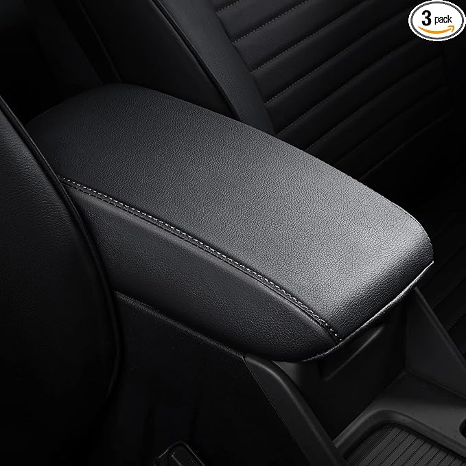 AOMSAZTO Console Covers for 2008-2014 Toyota Highlander Armrest Covers for Toyota Highlander Black with Balck Stiches