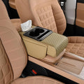 Car Armrest Cushion for Honda Pilot 2023 2024 2025, Leather Arm Rest Cover Center Console Armrest Pillow Armrest Storage Box Pad Multifunctional Accessories Interior Organizers,E/Beige