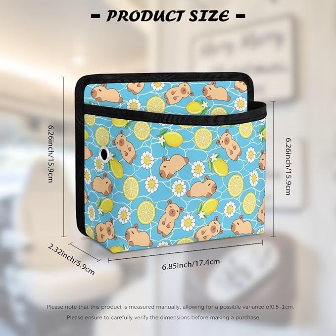 Renewold Capybara Lemon Flower, Car Side Pocket Organizer, Seat Side Storage Bag, Universal Pouch for Auto Door Window Console Seat Backrest, Purse Card Phone Sunglasses Holder, Car Accessories