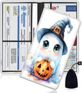 Car Registration Holder, PU Leather Vehicle Glove Box Organizer for Driver License,Document, Car Insurance Holder with Magnetic Shut, Auto Paperwork Wallet Accessories, Cute Ghost + Pumpkin Halloween