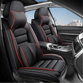 AREKA 2 Car Seat Covers for Subaru Crosstrek 2016-2026 Breathable Leather,Waterproof Car Seat Protectors with Comfort Headrest Pillows,Automotive Vehicle Cushion with Storage Pockets (Luxury,Redline)