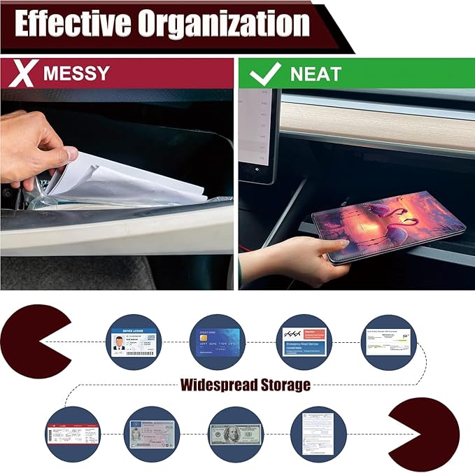 Car Registration Holder, PU Leather Vehicle Glove Box Organizer for Driver License, Document, Car Insurance Holder with Magnetic Shut, Auto Paperwork Wallet Case Accessories, Pink Flamingos Pattern