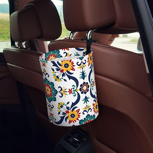 Traditional Mexican Trible Car Trash Can Garbage Cans Foldable,Cute Hanging Car Organizer and Storage Bag Leak Proof, Auto Back Seat Trash Bin Universal for Truck, SUV, Outdoor Travel