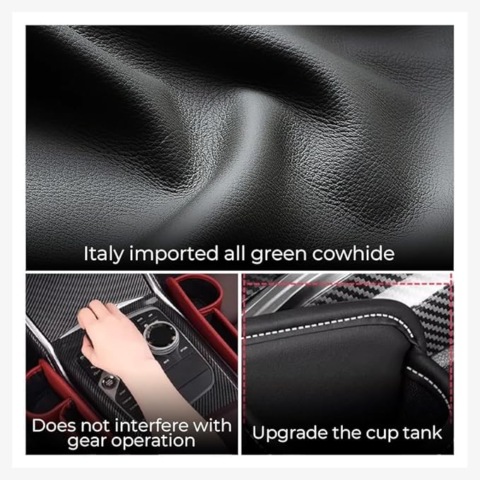 Car Leather Cup Holder Gap Bag,2025 Upgrade Car Storage Box with Cup Holder,Seat Storage Box Gap Filler Organizer for Glasses Phone Keys and Cards (Brown, Passenger Seat)