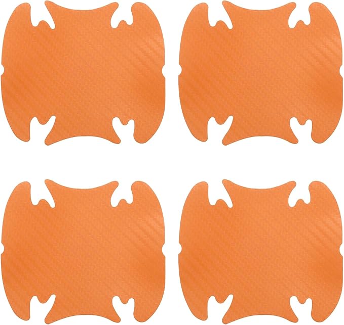 HARFINGTON 4pcs Car Door Handle Scratch Protectors Carbon Fiber Bowl Cover Anti Scratch 3D Sticker Automotive Door Handle Cups Protective Film Bowl Sticker for All Cars, Orange