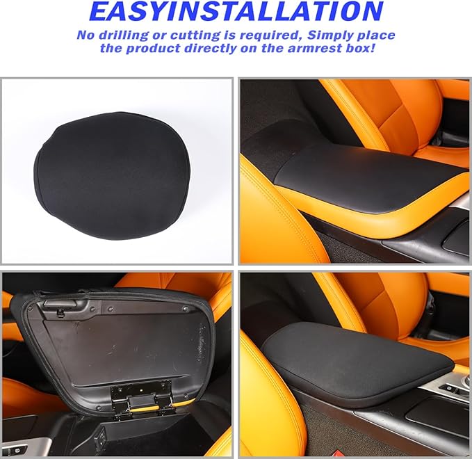 Black Cloth Center Console Cover Armrest Pad for Chevrolet Corvette C7 2014-2019 Car Armrest Cover Cushion,Car Armrest Seat Box Protector Accessories