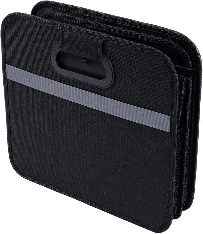 Trunk Organizer for car, Foldable Cargo storage, Black 55L, for SUV Car Truck, 600D Waterproof Oxford Polyester, 2 Compartments With Handle, Car seat storage box