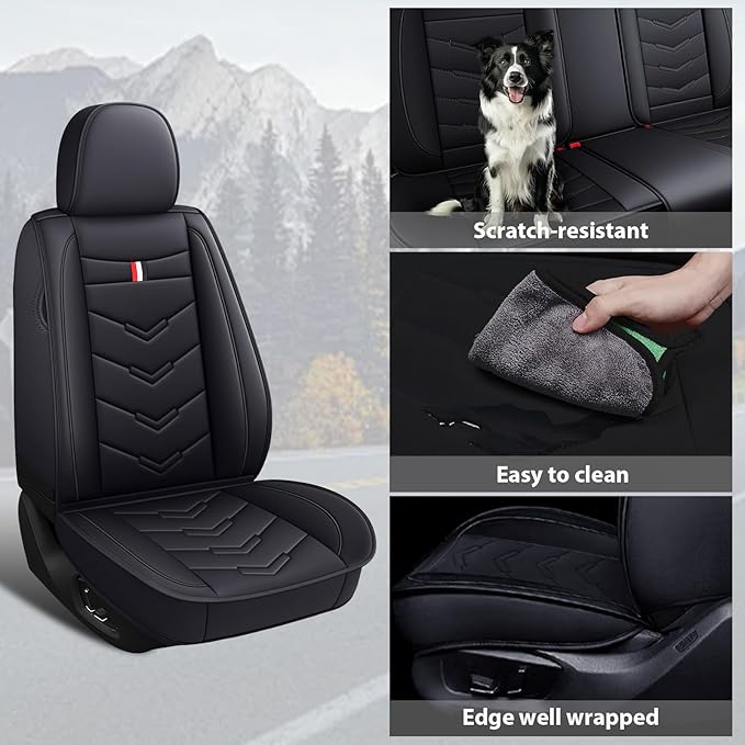 MVRVMV Leather Car Seat Covers for Ford Ranger 2005-2026, Wear-Resistant & Anti-Slip Seat Cover (2 Seat Standard, Black)