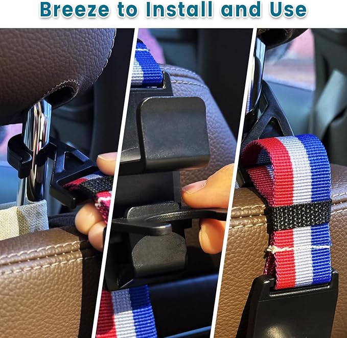 Heroway Purse Hook for Car, Adjustable Headrest Bag Seat Hooks Back, Car Accessories for Women, Coloured, 4 Pack