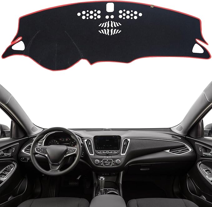 KEYOOG Dashboard Cover Dash Mat Fit for Chevy Malibu 2023-2016 (Without HUD Models), Car Dash Board Mat Anti-Glare Carpet, Non-Slip Pad Sunshield Protector (Red Border Banding)
