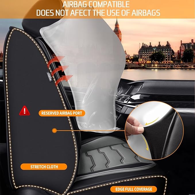 DISUTOGO Seat Covers Fit for Titan 2009-2023 2024 2025 Front Seat Covers Faux Leather Car Seat Covers Breathable Waterproof Car Seat Protector (2 Seats, Black&Grey)