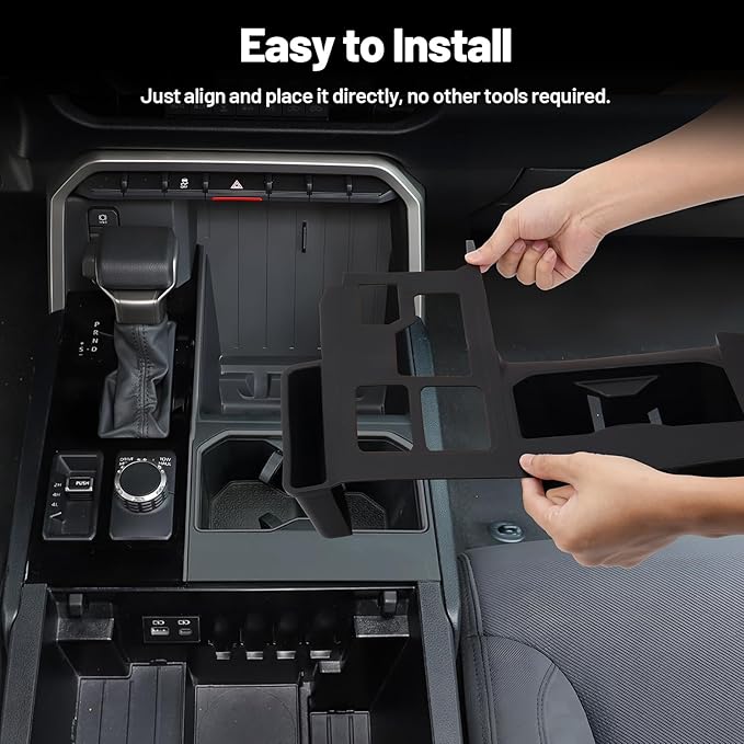 Canvcle Silicone Center Console Organizer for 2022-2025 Toyota Tundra Accessories - Center Console Gear Shift Panel Trim Cover Anti-Scratch Protective Pad with Cup Holder Inserts (Not for 2026 Tundra)