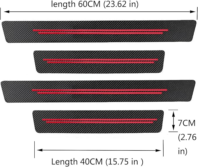TACOPETS Door sill Protector, Door sill Scratch Protection (for All car Models) Door sill Protector（4PC red）