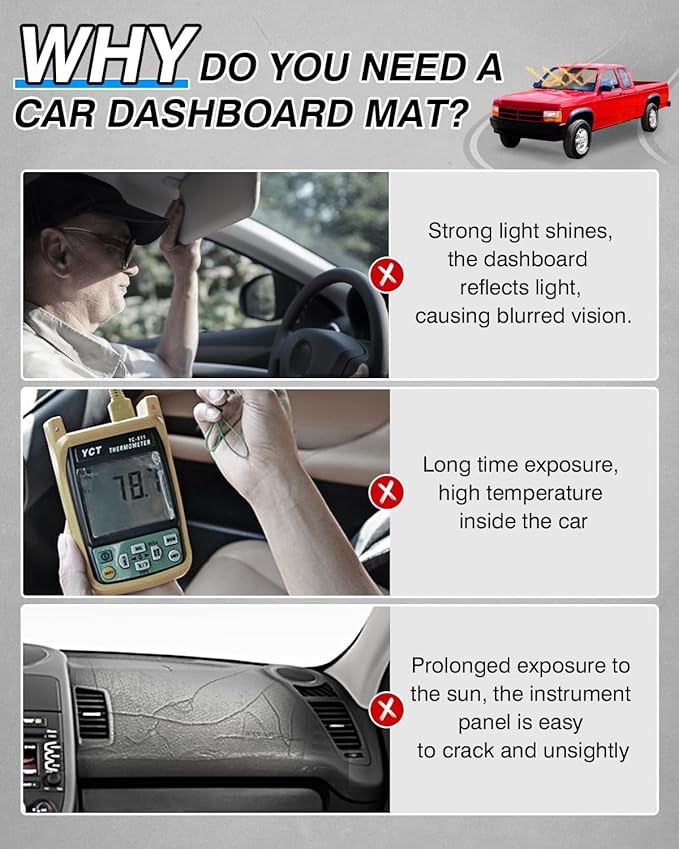 CARTIST Dash Cover fits for Dodge Dakota 1987-1996 Dashboard Cover Mat Non-Slip Carpet Sunshield Glare UV Rays Protector