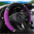 Bling Car Steering Wheel Cover, 15 Inch Crystal Rhinestone Elastic Stretch Leather Steering Wheel Protector, Vehicle Decor Accessories for Women Girls, Universal for RV, SUV, Truck (Purple)