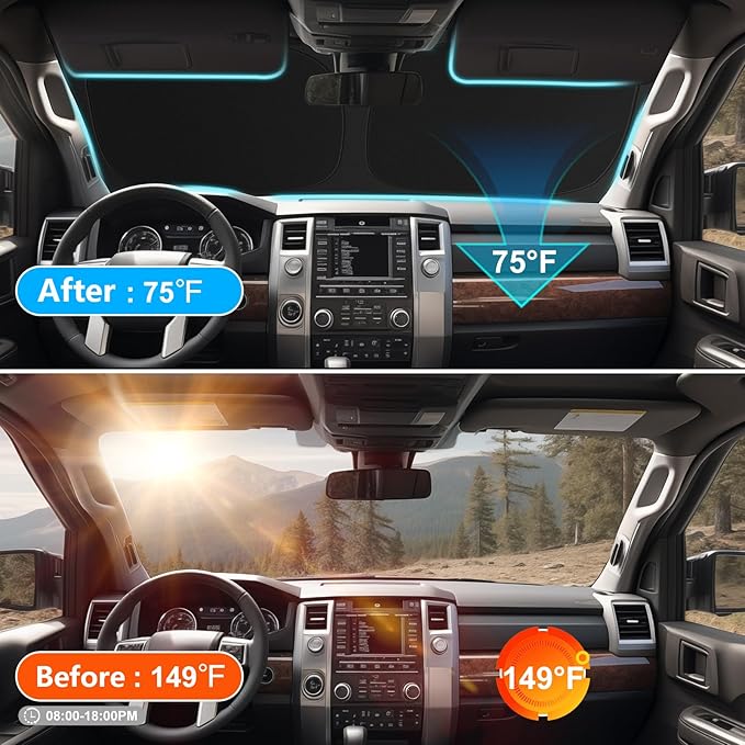 SHINEHOME 2025 Upgrade Front Windshield Sun Shade Foldable RAV4 Sunshade for 2019-2025 2026 RAV4 RAV-4 SUV Crossover, TRD Off-Road, LE XLE Premium Limited Front Window Sunshade Accessories