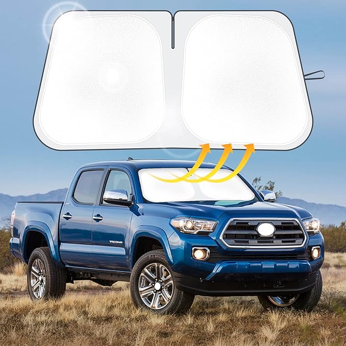 SHINEHOME Car Windshield Sun Shade Compatible with 2016-2023 2024 2025 2026 Toyota Tacoma Accessories Foldable Sunshade Truck Custom Windshield Sun Visor