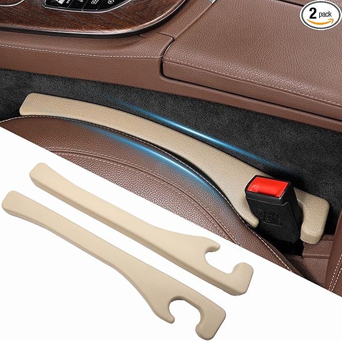 Uootill Car Seat Gap Filler Set of 2,Seat Gap Organizer, No Drop Seat Guard,Car Seat Accessories,Drop seat Gap fillers Between Seat and Console Stop Things from Dropping (Beige)