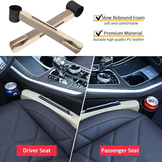 TATACLEA 3in1 Car Seat Gap Storage - Prevent Small Items from Falling, with Pocket Organizer and Removable Cupholder (Black)