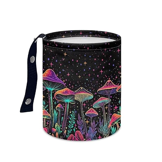 Brosoneto Colorful Mushroom Car Garbage Bin Car Trash Bin Car Trash Can Bags Collapsible Accessories Trash Can Rubbish Bin Garbage Bin Decoration Car Interior Universal