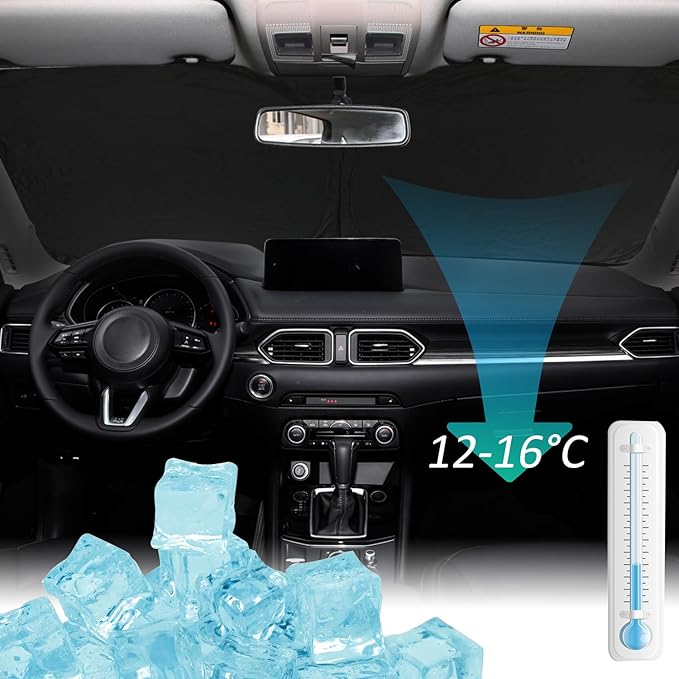ROCCS Foldable Windshield Sunshade fit for 2019 2020 2021 2022 2023 2024 2025 GMC Sierra 1500 2500 3500 SLT AT4 Denali,Front Window Sun Shade Shield Cover UV Ray Reflector Sun Visor