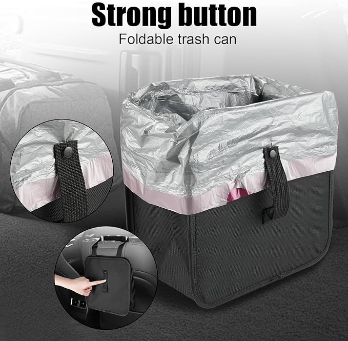 Amiss Foldable Car Trash Can, Collapsible Garbage Bag for Car, Hanging Waterproof Leakproof Trash Can Storage Bag, Automotive Interior Accessories, Multifunctional Car Storage Bag (3 Gallon)