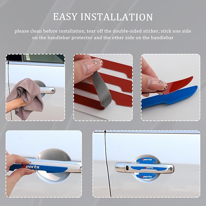 8PCS Car Door Handle Protectors,Stylish PVC Car Door Edge Protector with Sport Word Can Avoid Scratching,Universal Car Door Handle Cup Protector Suitable for Most Vehicle (Black)