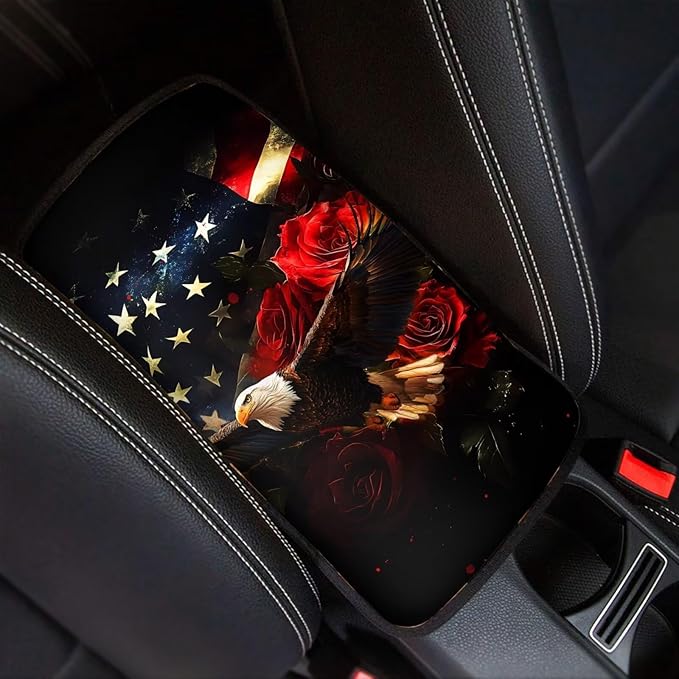 Eagle Flag Arm Rest Cover Car Protect from Pet Claws Car Center Console Cover Easy to Install Auto Console Armrest Cover Universal Fit for Auto Truck Van SUV