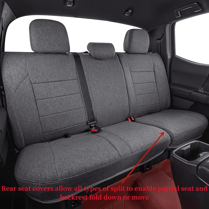 coverdream Tacoma Seat Covers Custom Fit for 2016-2023 Toyota Tacoma Access/Xtra Cab SR SR5,Fully Covered Breathable Polyester Truck Seat Protector-Full Set(Gray)