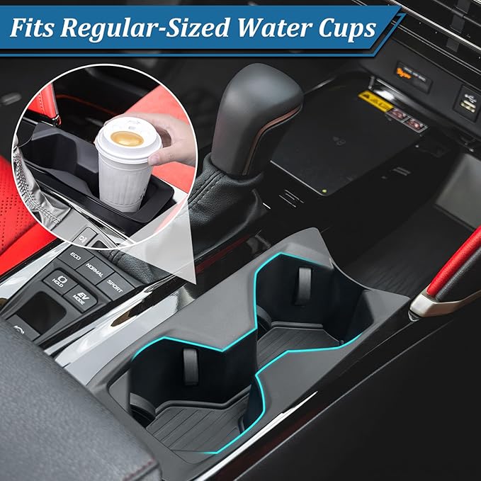 TOPINSTALL TPE Anti-Slip Cup Holder Insert Compatible with 2025 2026 Toyota Camry (XSE/XLE/SE/LE), Center Console Shock-Absorbing Cup Holder Drink Organizer for 9th Gen Camry Interior Accessory Black