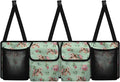 Sea Turtle Flower Car Trunk Organizer, Backseat Hanging Large Storage with Adjustable Straps & 4 Pockets, Waterproof Cargo Bag, Car Interior Accessories