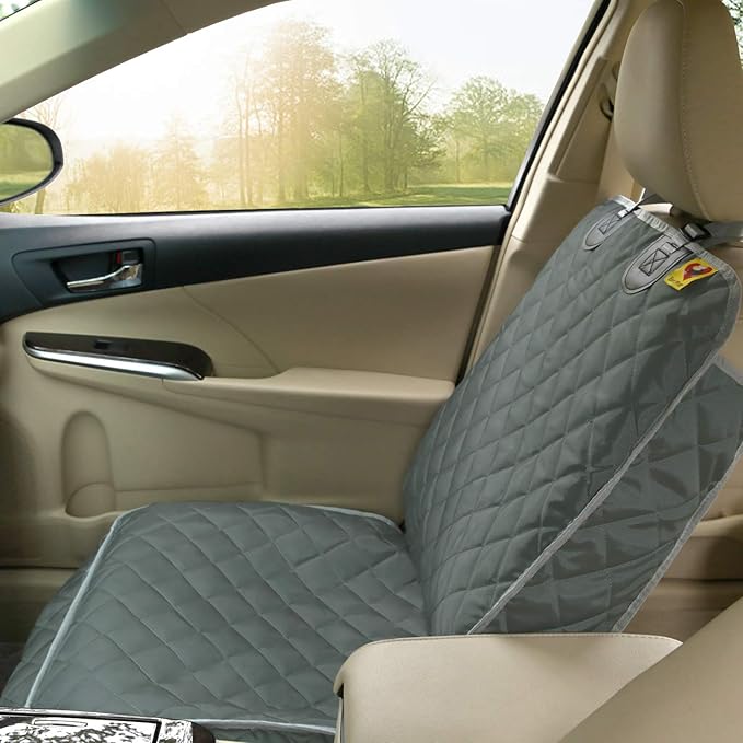Bark Lover Deluxe Dog Seat Cover for Front Seat-More Durable Waterproof Front Seat Protector, High Heat Resistant and Nonslip Front Seat Cover for Dogs Kids, Universal Size (Grey)