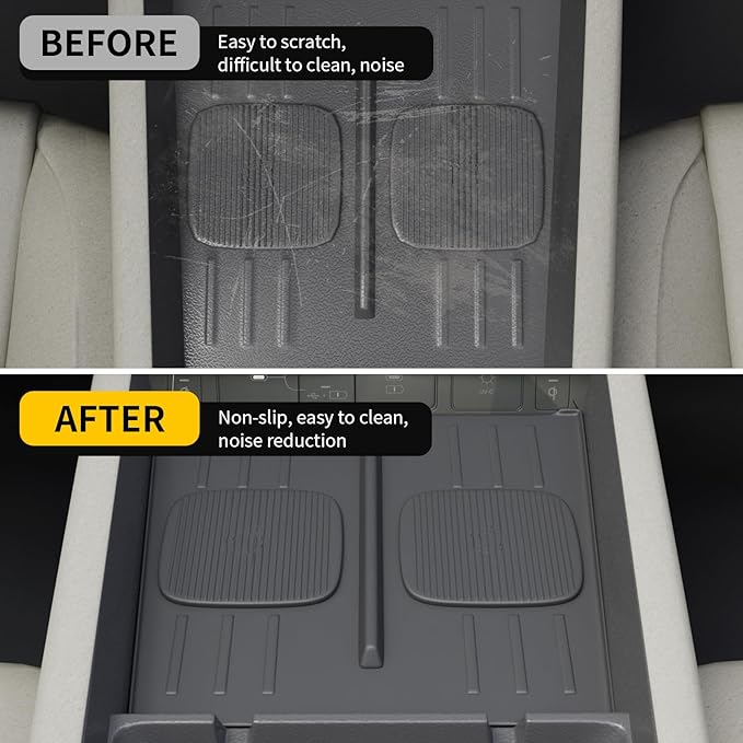 Center Console Mat Compatible with 2024-2025 Hyundai Santa Fe Interior Wireless Charging Mat Center Console Anti-Slip Protector Pad Silicone for 2024 Santa Fe Accessories