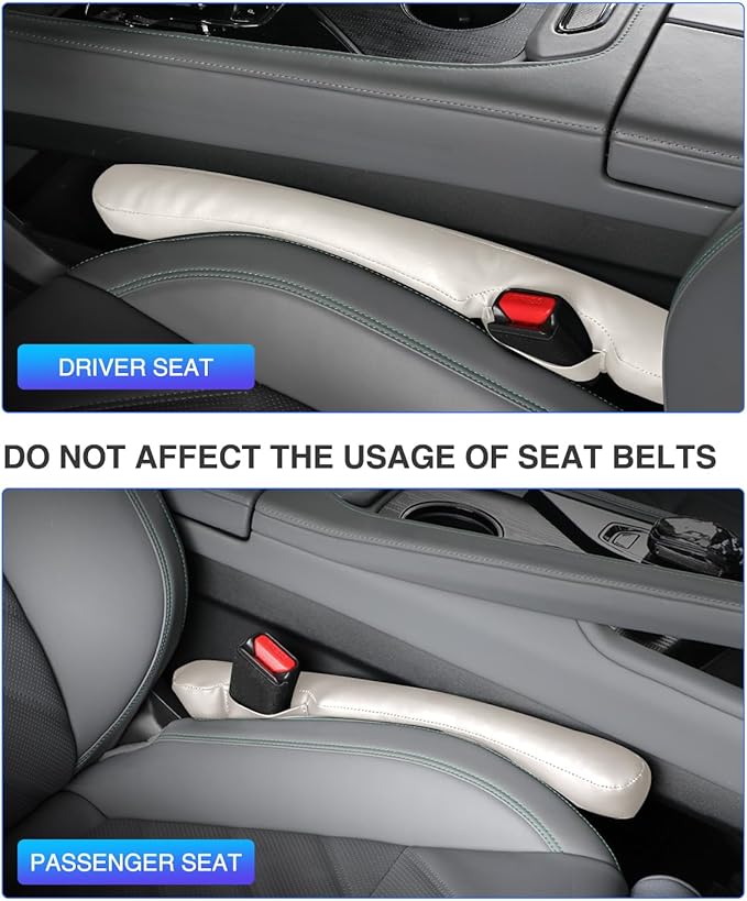 Homaupt Leather Car Seat Gap Filler Universal for Car Truck SUV to Block The Gap Between Seat and Console Stop Things from Dropping 2 Packs Beige