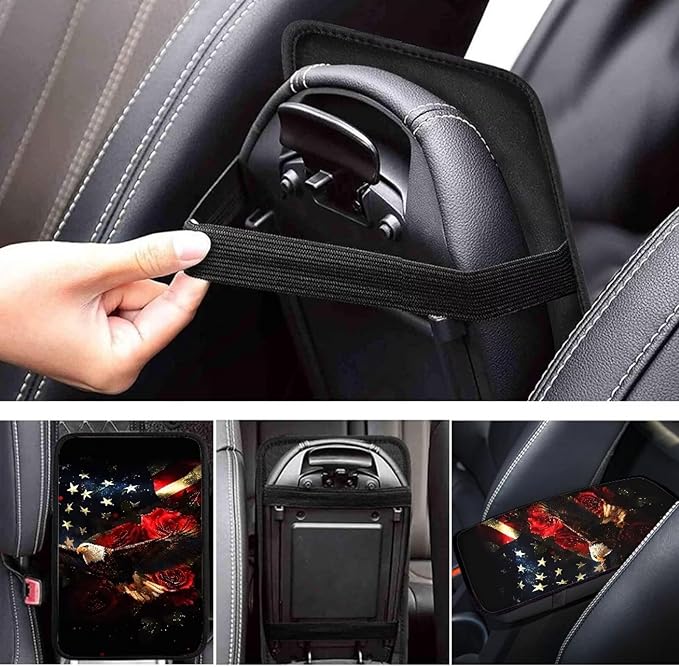 Eagle Flag Arm Rest Cover Car Protect from Pet Claws Car Center Console Cover Easy to Install Auto Console Armrest Cover Universal Fit for Auto Truck Van SUV