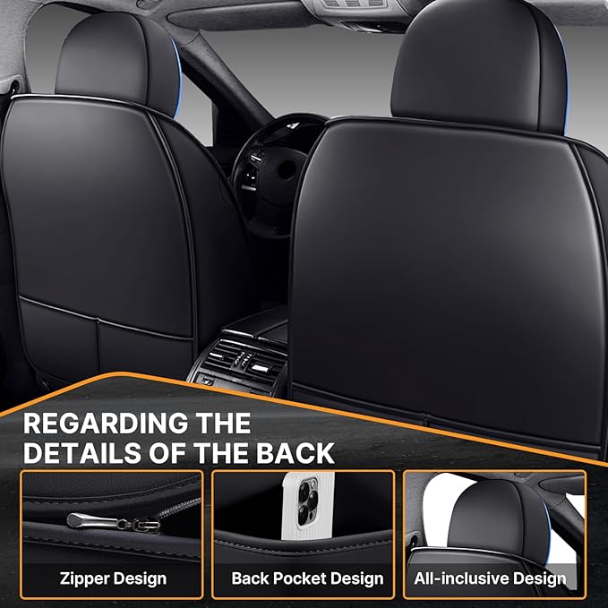 Pengchen Auto Front Seat Covers Fit for Honda Crosstour 2012-2015, 3D Front Split Bench Protection Compatible with Side Airbag Black & Blue Line