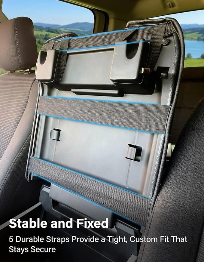 Center Console Armrest Cover Compatible with 2015-2020 Ford F150 Accessories, 2017-2022 F250 F350 F450 F550, 2018-2024 Expedition, Anti-Scratch, Black-Red Stitch(Fits Bucket Seat Only)