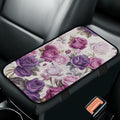 Bulopur Purple Rose Print Center Console Cover Car Center Console Cover Fashion Auto Interior Protect from Pet Claws Flannel Car Console Covers Fit for Most Cars, Vehicles, SUVs