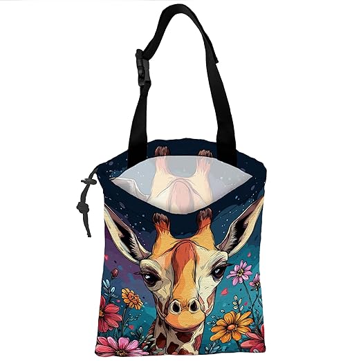 UUCBTAH Car Trash Bag Hanging Cute Giraffe Flowers Car Trash Can for Back Seat Waterproof Car Trash Bin with Adjustable Straps and Drawstring for Car Accessories Vehicle Travelling Camping