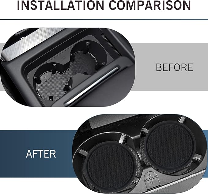 Eratus 4 PCS Car Center Console 3D Honeycomb Non-Slip Cup Holder Insert Coaster, 2.77" x 0.23" Portable Thickened PVC Flexible Waterproof Shock-Absorbing Heat-Insulating Beverage Mat (Black)