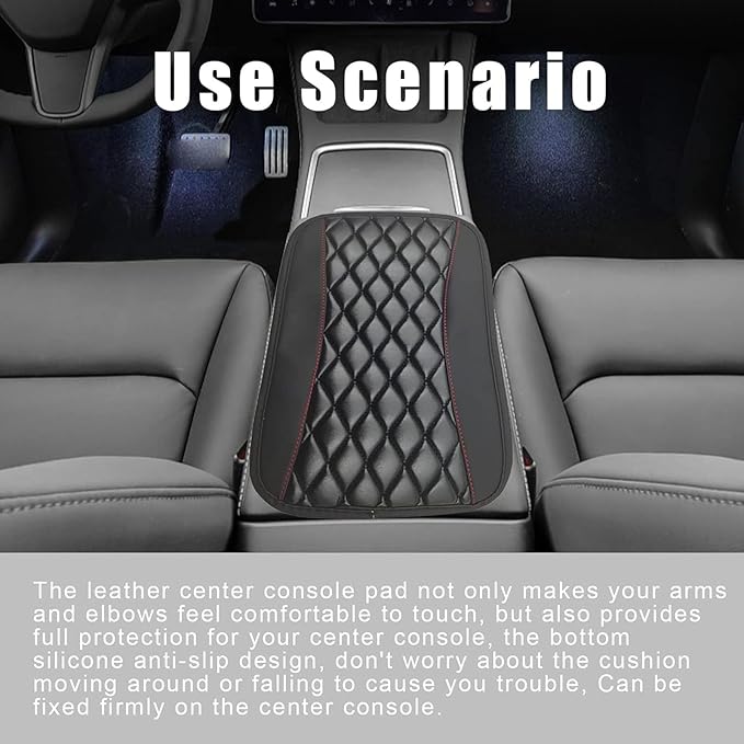 Leather Car Center Console Armrest Pad for Toyota Tacoma 2005-2023, Auto Armrest Cushion, Waterproof Seat Box Cover Protector, Vehicle Interior Decor Accessories, Red